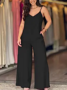Women's Casual One-Piece Dress Pantsuit, Elegant Long Sleeve Lapel Neckline, Comfortable Fit for Daily Wear & Office Use