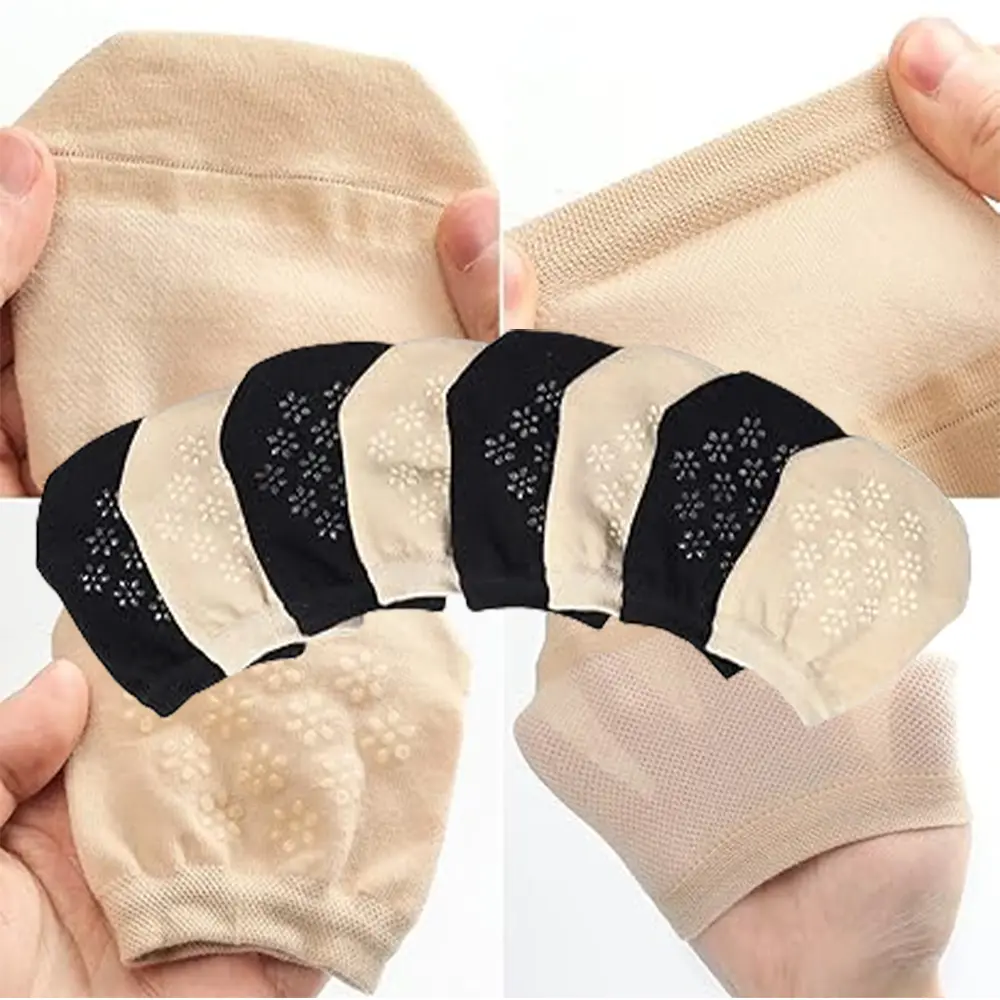 Women's 4-Pair Seamless No-Show Liner Socks - Mule Bottom-Wear Fit, 100% Polyester Knitted Fabric, Cotton Blend, Breathable, Comfortable, Elastic, Machine Washable, Solid Color Party Accessories (Festive Supplies)