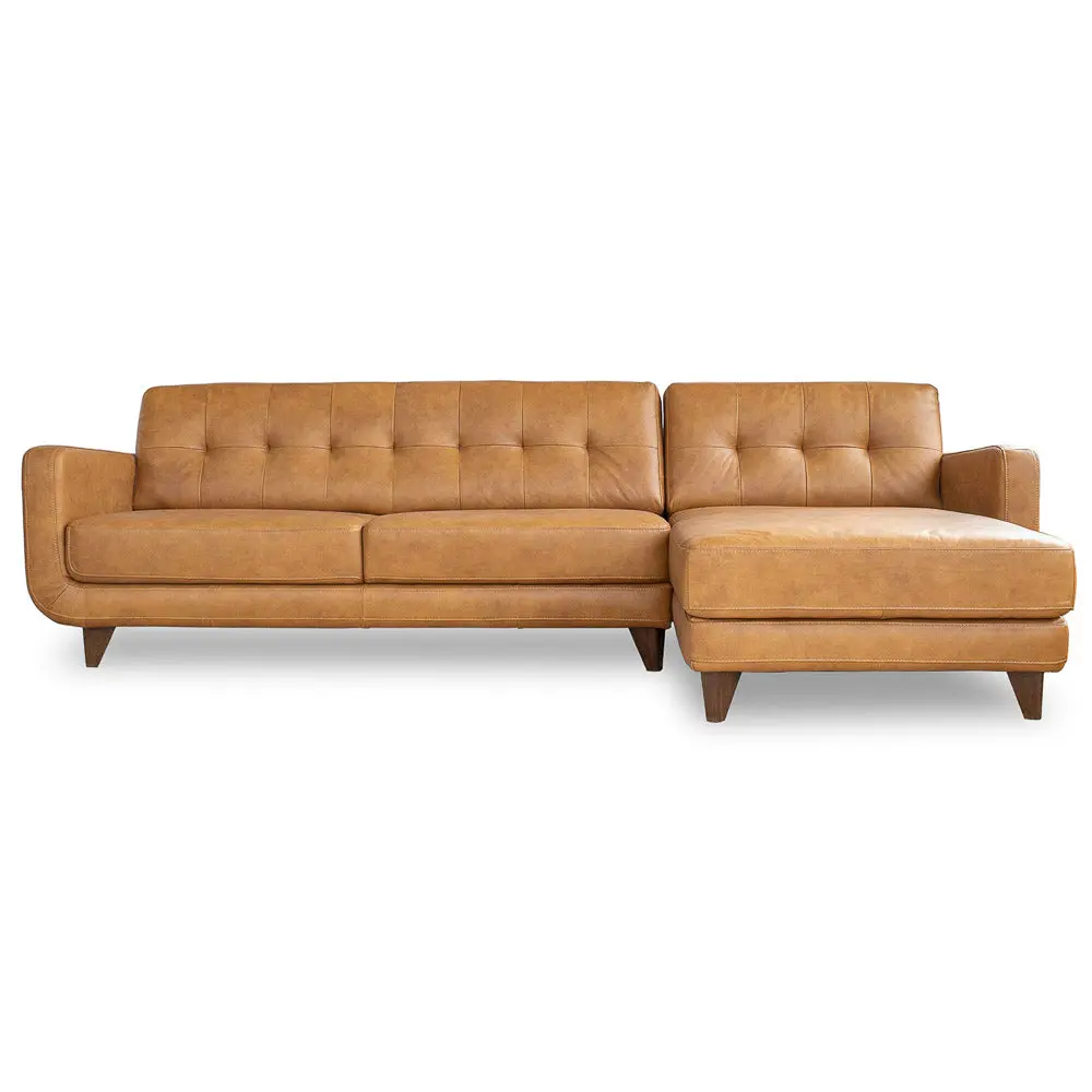 Cassie 100% Leather Sectional Sofa, Right-Facing Chaise, Indoor Living Room Furniture, 100% Leather Living Room Furniture