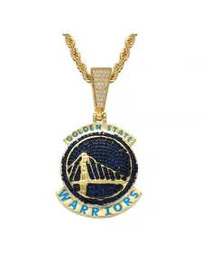 Hip-hop Team Pendant Necklace, Copper Inlaid Zircon, Stylish Fan Commemorative Men's Necklace
