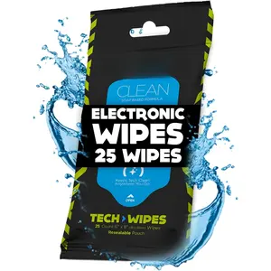 Wipes (25 ct.) To-Go Tech Wipes for Screens, Phones, Keyboards, TV Monitors, Computer Screens, and More [Travel Size] -Safe