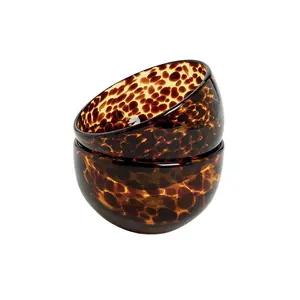 Set of Two Glass Tortoise Print Tidbit Bowls