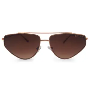 TopFoxx Hasta La Vista - Brown Aviator Sunglasses - Lightweight Durable Polarized UV 400 Protection Geometric Cat-Eye Style