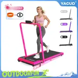 【OUTDOORFUN】 YAGUD Foldable Handrail Adjustable Incline Treadmill, Low Noise Motor Walking Pad, 330lbs Weight Capacity, Remote Control & Wheels for Easy mobility, Dual Shock Absorption System Home Gym Equipment, Home Workout Equipment