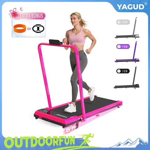 【OUTDOORFUN】 YAGUD Foldable Handrail Adjustable Incline Treadmill, Low Noise Motor Walking Pad, 330lbs Weight Capacity, Remote Control & Wheels for Easy mobility, Dual Shock Absorption System Home Gym Equipment, Home Workout Equipment