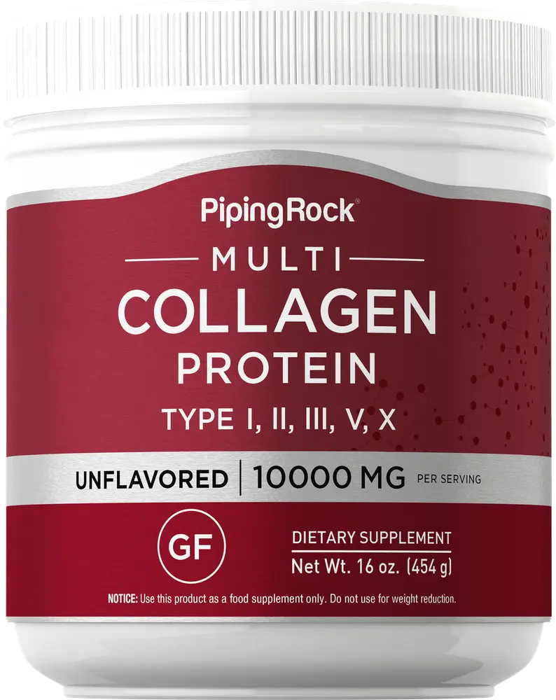 Piping Rock Multi Collagen Protein Powder | 16 oz Unflavored | 10,000mg Peptides Complex | Type i, ii, iii, v, x | Gluten Free, Non-GMO Supplement