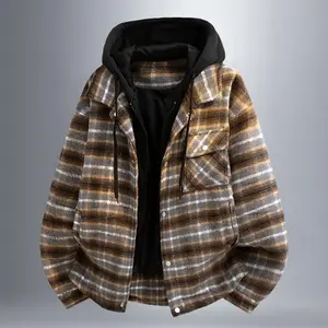 Faux two-piece jacket for men, autumn/winter vintage street-style hooded jacket, fashionable, trendy, casual, loose fit, versatile everyday long-sleeve hooded jacket