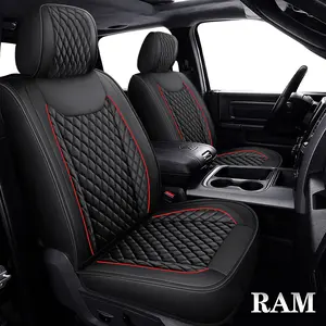 Seat Covers Fit for Dodge RAM 2009-2022 1500 HD 2010-2022 2500/3500HD Pickup Waterproof Faux Leather Full Set Seat Covers Crew Double Cab Quad Cab,5 PCS Full Set