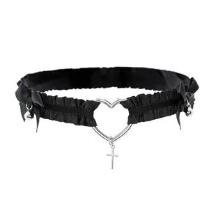 Zeelina Lace Thigh Garter Black Heart Garters Belt Adjustable Leg Accessories for Women
