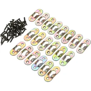 20Pcs Metal Keyhole Hangers with Screws Heavy Duty Hanging Plates Brackets Fasteners Hooks Hardware for Mirror Photo Picture Frames Oil Painting, 1.46x0.50inch