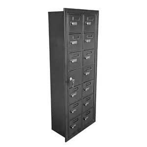FixtureDisplays® Recess Wall Mount Cell Phone Storage Locker, 14 Doors, Front Admin Access, Resettable Combination Locks 16.7" Wide x 8" Deep x 42.3" Tall 19078