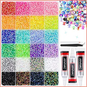 ✨ 24 Grid Bedazzling Rhinestones Kit| Flatback Resin Rainbow 3mm Bling Crystals for DIY Crafts Nails Clothing🤩