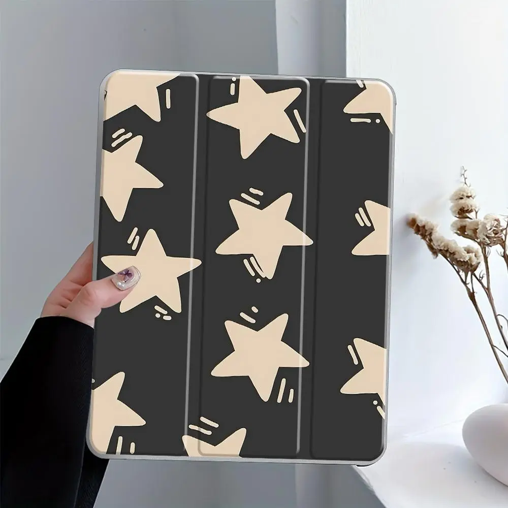 Starry Night Pattern Tablet Case, Clear Acrylic Protective Case with Pencil Holder, Trifold Stand Protective Cover for iPad, Tablet Accessories