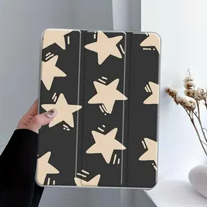 Starry Night Pattern Tablet Case, Clear Acrylic Protective Case with Pencil Holder, Trifold Stand Protective Cover for iPad, Tablet Accessories