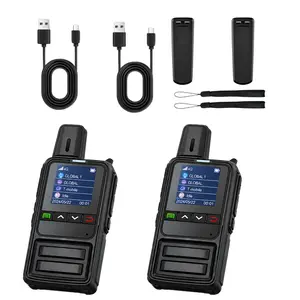 2pcs 4G LTE Cellular POC Global Mini Handheld Walkie Talkies - Host, Free SIM Card, 3000 mi Full Network Coverage, Type-C Fast Charging, Rechargeable Battery, ABS, Back Belt Clip, Hand Wrist Strap, Durable Black, for Hiking, Hunting, 1 X Back Belt Clip