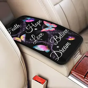 Fashion Butterfly Pattern Car Center Console Pad, Car Armrest Box Cover, Car Interior Accessory, Universal Car Interior Decoration Accessories for Most SUV, Truck, Car, Vehicle, Girly Car Accessories