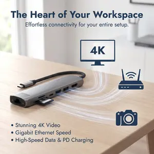 Satechi 7 in 1 USB C Hub Multiport Adapter with Ethernet, HDMI 4K@60Hz, 100W PD Charging, 2X USB-A Data Ports, Micro/SD Card Readers for MacBook Air/Pro/Neo, iPad Air/Pro, Windows