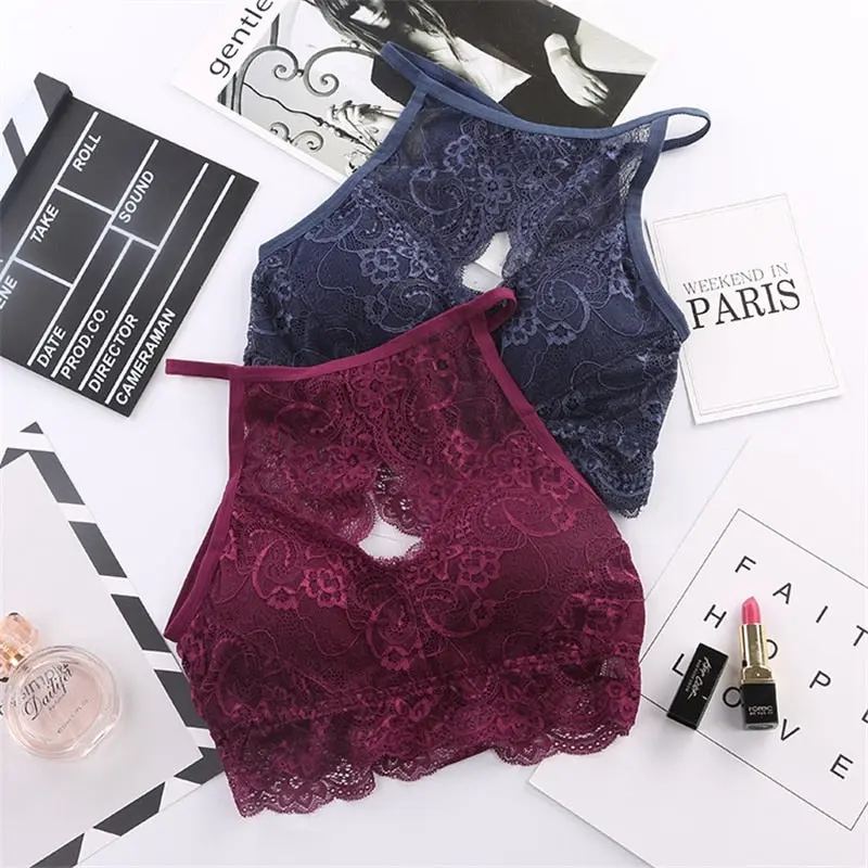 Women's Seamless Wireless Lace Bra – Soft Push-Up Bralette with Breathable Everyday Comfort