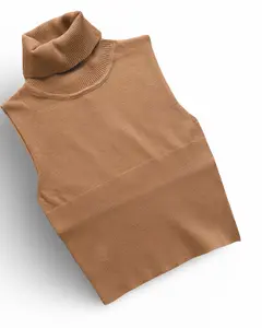 Sleeveless Turtle Neck Top Fit Fitted