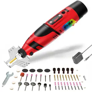 OUBA Cordless Chainsaw Sharpener with 12v Battery, Comes with Electric Chainsaw Sharpener Tool with 54 PCS Sharpener Accessories, Chainsaw Chain Sharpener with Titanium Plated Diamond Bits