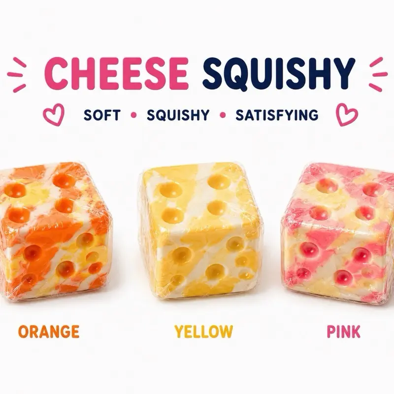 High Quality Scented Cheesy Cube Squishy Stress Relief Gadget, Soft Slow-Rising Sensory Stress Reliever, Anxiety Relief Product, Decompression Squeeze Sensory Calming Toy