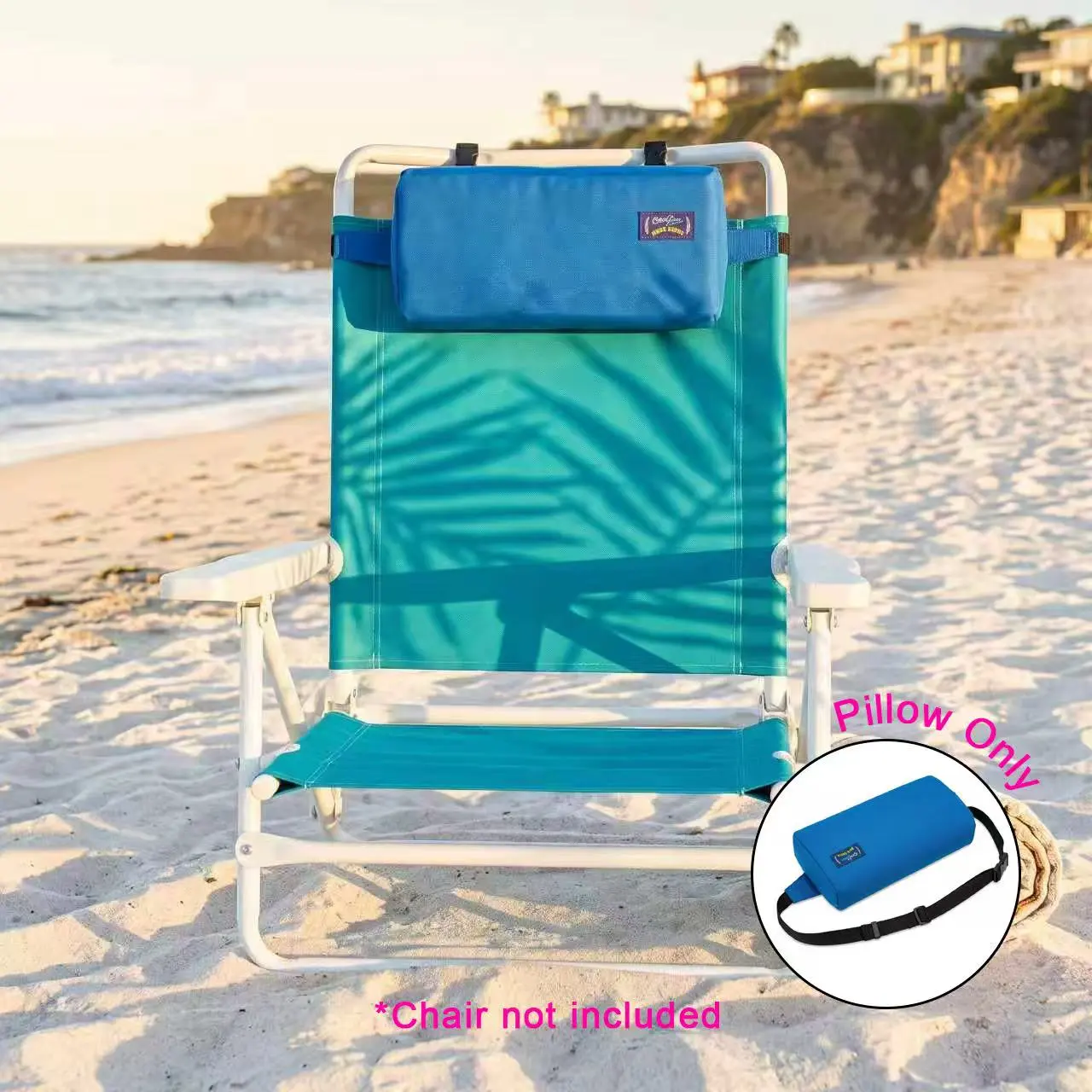 Surfgear 3-in-1 Beach Chair Pillow & Lumbar Support Cushion(Chair not included), Universal Headrest for Beach Chairs, Non-Inflatable Quick Dry Neck Back Support for Camping, Beach, Outdoor Chairs Adjustable Lightweight Ergonomic Travel