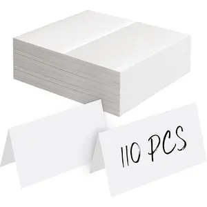 110 PCS Tent Cards Small Blank Place Cards Delicate Seating Cards Blank Name Cards Escort Cards for Wedding Table Dinner Parties Receptions Each Measures 2” x 3.5”