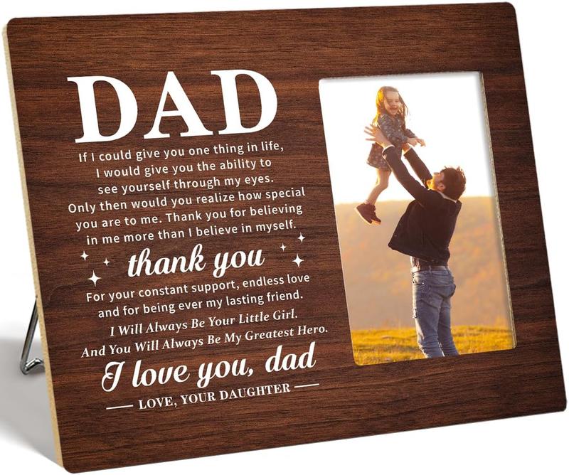 Dad Picture Frame,Gifts for Father from Daughter,Christmas Fathers Day Birthday Gift for Daddy,You Will Always Be My Greatest Hero Dad Wooden Photo Frame