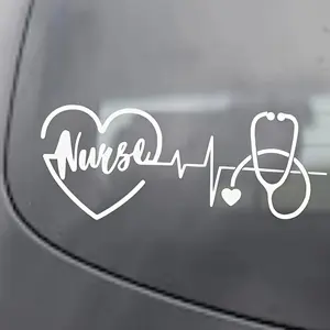 1PC Niche Medical Warmth Aesthetic Sticker (for car accessories) For car accessories/tablet cases Textured "Nurse Heartbeat" design, fits medical warmth-style car lovers' taste Decor sticker + niche car medical warmth decor goods