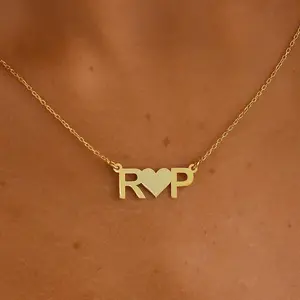 Couple Initial Necklace, Dainty Letter Necklace, Initial Customized Necklace, Letter Personalized Necklace, Double Letter Necklace, Two initial pendant gift for her, Initial Romantic Necklcae, Initial Birthday Necklace, Bridesmaid Letter Necklace