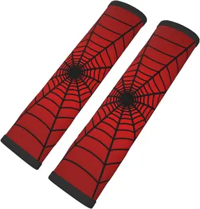 Stylish Red Spider Web Seat Belt Covers Soft Comfortable  Strap Pads for Adults Universal  Accessories - Pack of 2