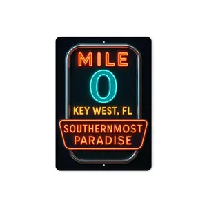 Mile 0 Southernmost Paradise Key West Neon Style Sign