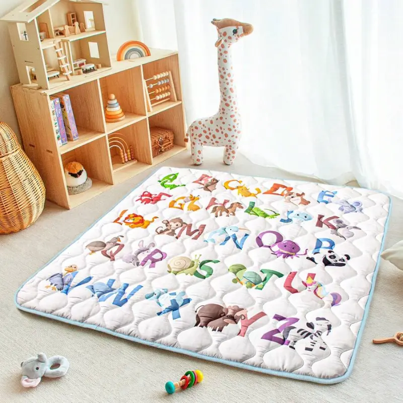 Baby Play Mat, 50x50 Playpen Mat With Super Soft Touch, Activity Mat With Upgraded Anti-Slip Bottom, Machine Washable Crawling Mat For Floor & Picnic
