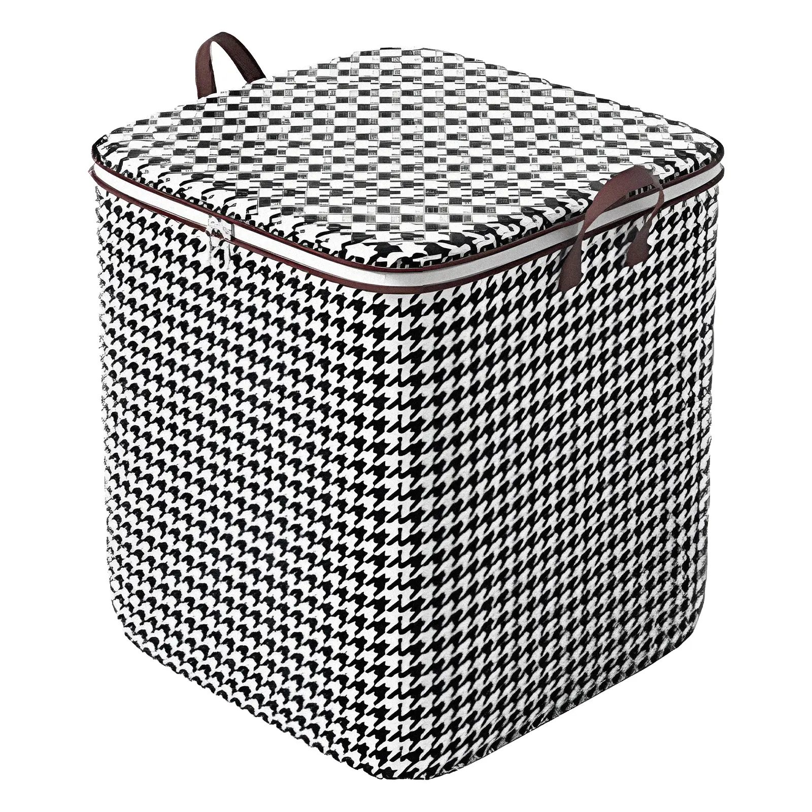 Plaid Quilt Storage Bag Large Capacity 180L Clothing Organizer with Handles Foldable Blanket Storage Container for Bedroom Closet Organization Moving Packing Home Storage Box Dust Resistant Space Saving Bag for Bedding Clothes Towels and Household Items