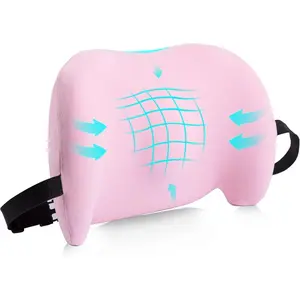 Lumbar Support Pillow for Office, Car, Gaming Chair, Bed-Memory Foam Back Cushion with Adjustable Straps for Back Pain Relief (PINK)