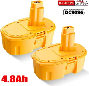 18V 4.8Ah DC9096 Ni-Mh Batteries Replacement for Dewalt 18V Battery Compatible with DC9098 DC9099DW9095 DW9096 DW9098Cordless Power Tools 2 Packs