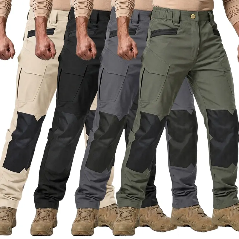 HOMUG men’s cargo pants with knee pads, made from a new 230 g/m² fabric; tactical military combat pants with knee guards; men’s hunting camouflage pants with tear-resistant knee protection equipment.