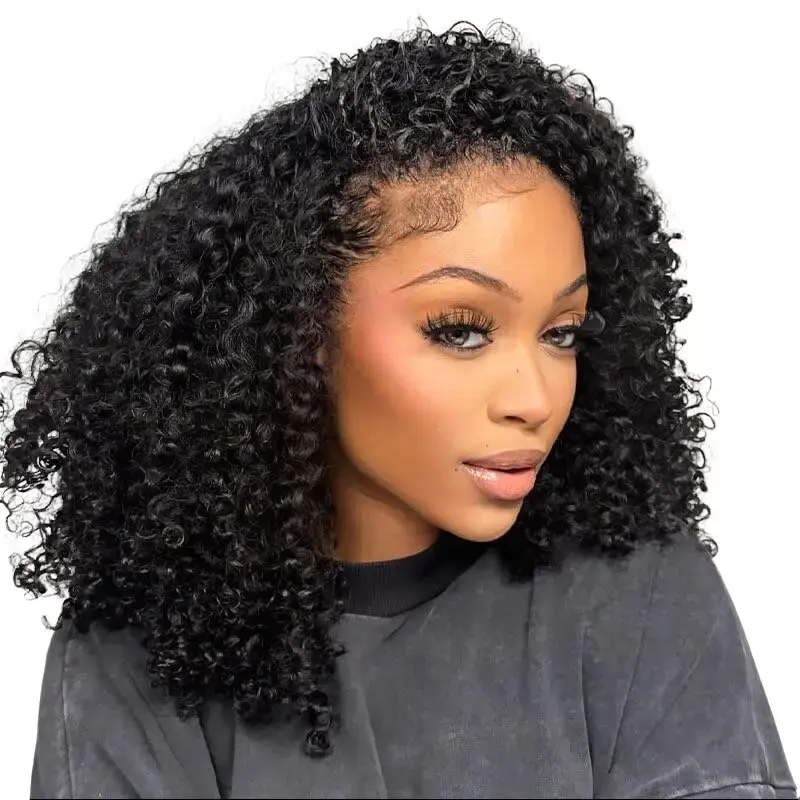 Kinky Curly Half Wig Human Hair 200 Density Glueless Wear and Go Headband Wig Human Hair for Women 3 In 1  Afro curly Drawstring Seamless Flip Over Curly Half Wigs... #halfwigcurlyhair