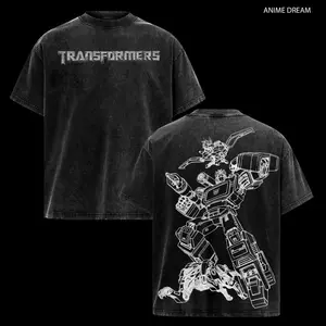 Decepticons Edition Double Printed Oversize Lightweight Acid Washed Tee TV Series Graphic Design Top Cotton Streetwear Movie T-Shirt Clothes Menswear Womenswear Apparel Classic