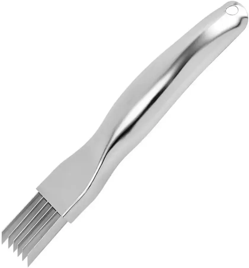 Stainless Steel Green Onion Slicer, Multi-Blade Kitchen Herb Cutter, Professional Scallion Shredding Tool (1, Silver)