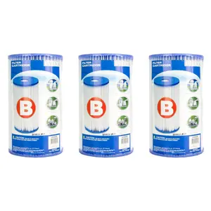 Intex Swimming Pool Easy Set Type B Replacement Filter Pump Cartridge (3 Pack)
