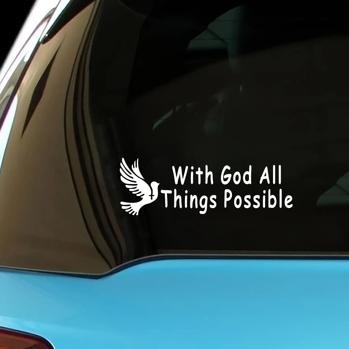 1PC Faith Power "With God All Things Possible" Series Car Sticker, Car Decals, Dove & Inspirational Quote Graphic Decal, A Creative Decor to Bring Faith & Hope Charm to Your Vehicle
