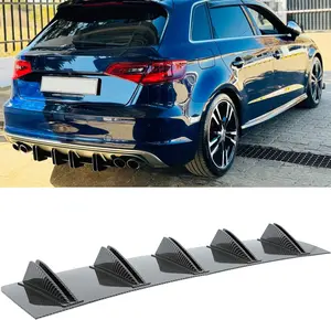 Carbon Fiber Universal Rear Bumper Lip Diffuser Car Rear Bumper Spoiler Shark Fin Wing Compatible With For Chrysler 300/Honda/Accord/Civic/E90/E92/F30/F10/G30/Mercedes-Benz W204 /W205