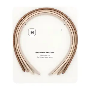 Thin Headbands For Women - 8mm Skinny Headband, 4 Count, Comfortable Narrow Hair Bands Blend with Hair Color (Dark Blonde, Sandy, Beige and Ash Blonde)