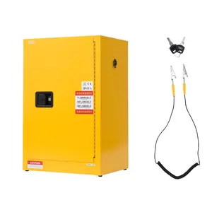 VEVOR Flammable Safety Cabinet, 16 Gal, Cold - Rolled Steel Flammable Liquid Storage Cabinet, 18.1x 18.1x 35.4 in Explosion Proof with 2 Adjustable Shelves 1 Door for Commercial Industrial Use, YellowVEVOR Super Brand Day