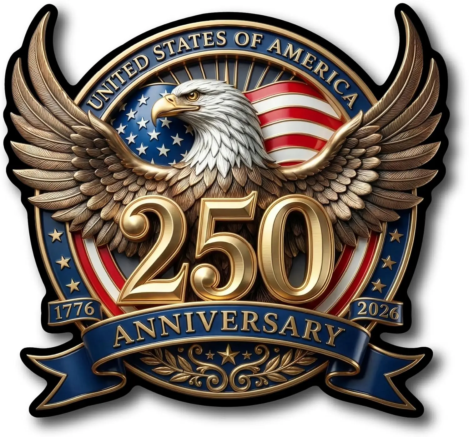 USA 250th Anniversary Car Window Decal Sticker - Patriot Eagle with Statue of Liberty Vinyl Decal for Car Truck Laptop -1776-2026 Bumper Sticker 250 Years USA Independence Day Car Decal 2-Pack