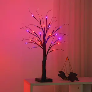 Halloween Illuminated Tree, 24 LED Light Branches, Artificial Ghost Tree for Indoor Home Party Decoration