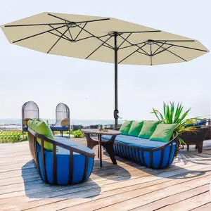 13 ft umbrella outdoor patio Double Sided Rectangle Umbrella Oversized Shade for 2 to 6 People Fade Resistant Canopy for Deck Pool Garden Backyard