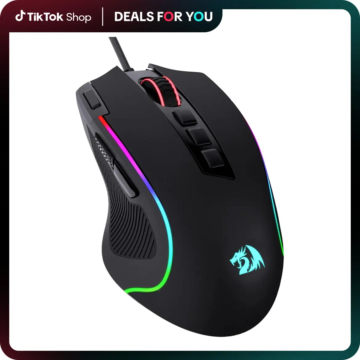 Redragon M612 Predator RGB Wired Optical Gaming Mouse, 8000 DPI, 11 Programmable Buttons, 5 Backlit Modes, Software-Supported DIY Keybinds & Rapid Fire Button