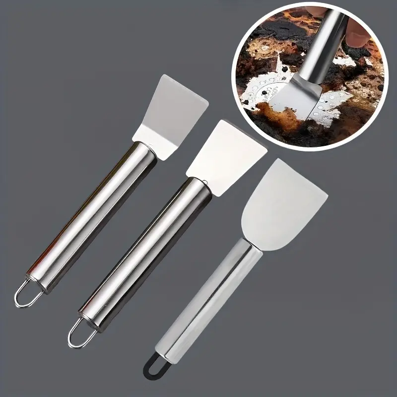 3pcs Set of Upgraded Stainless Steel Multi-Purpose Cleaning Scrapers for Kitchen, Refrigerator, Tiles, Floors, Grout, and Glass Adhesive Removal